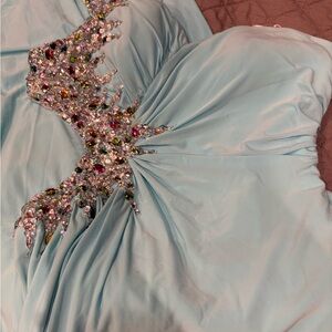 Elegant Light Blue Gown with Gem Embellishments